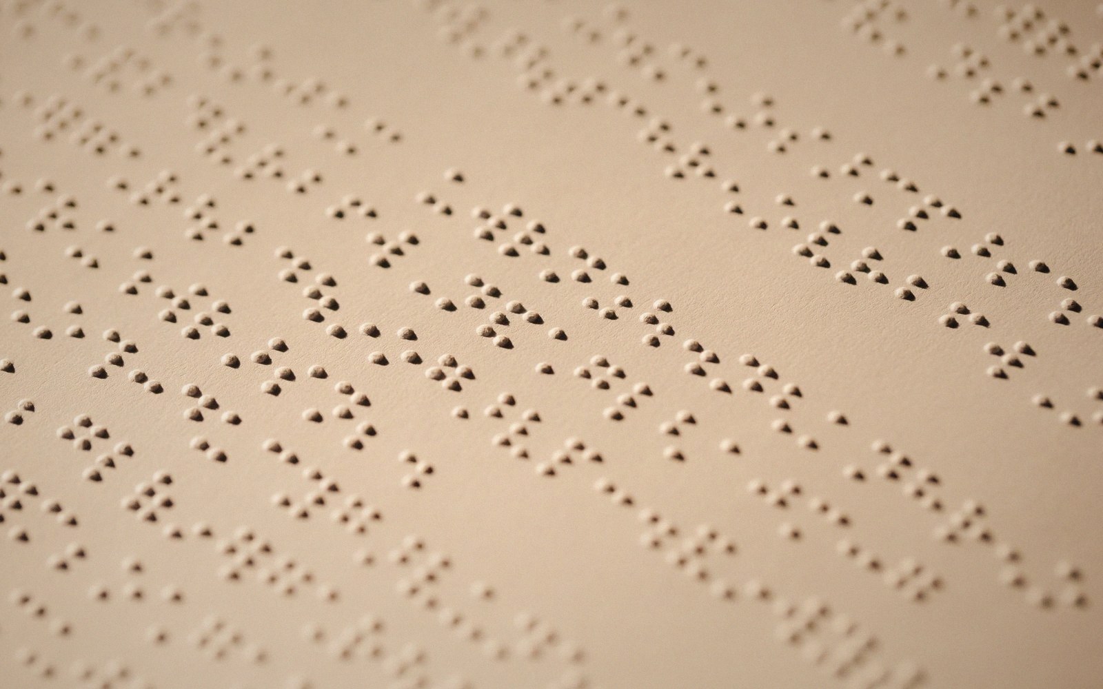 Close-up of raised braille dots embossed in rows across a page