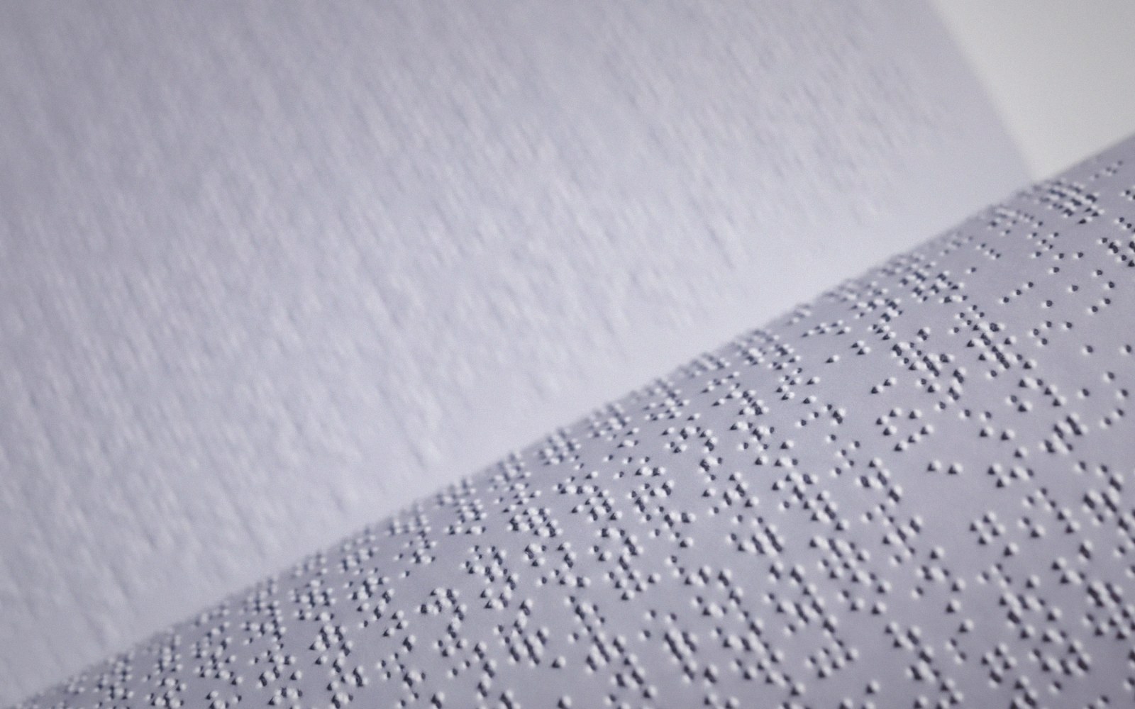 Close-up of an open book page embossed with rows of braille dots